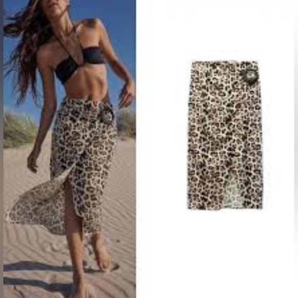 Zara Leopard Print Midi Skirt - Picture 2 of 8